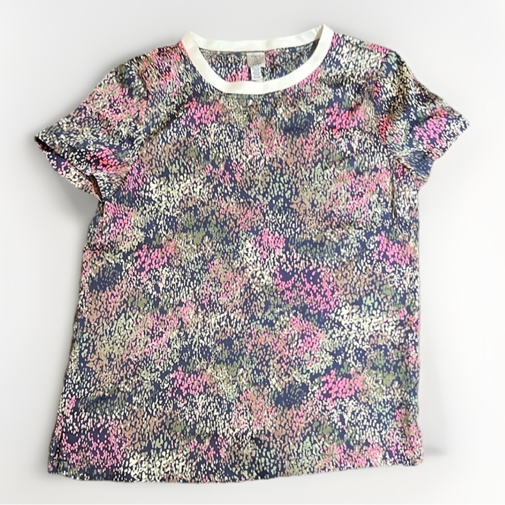 Colorful Satin-Feel Women’s Short Sleeve Shirt sz XS